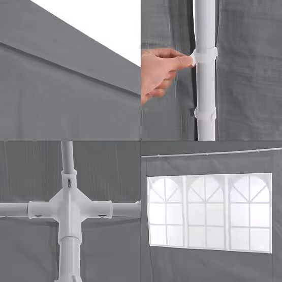 Cort de grădină 3x6 m cu 6 pereți gri MultiGarden