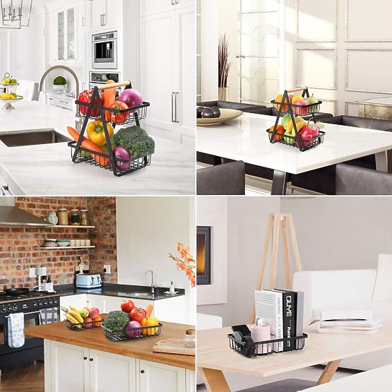 Coș de fructe PULOS 2 niveluri negru