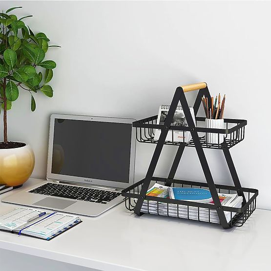 Coș de fructe PULOS 2 niveluri negru