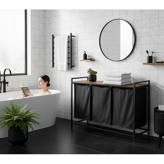 Coș de rufe cu poliță 3 compartimente ARTUS