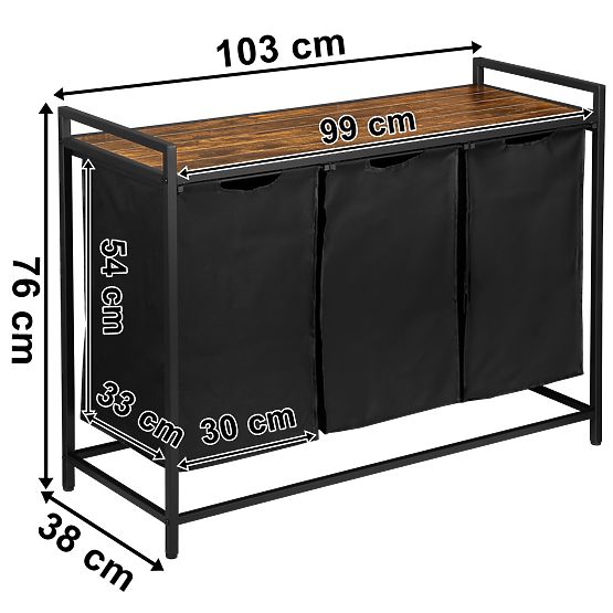 Coș de rufe cu poliță 3 compartimente ARTUS