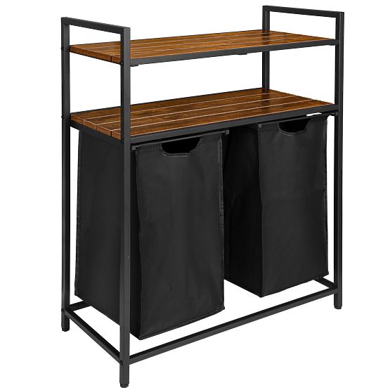 Coș de rufe cu rafturi 2 compartimente MIRUN