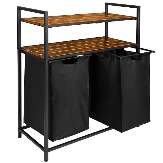 Coș de rufe cu rafturi 2 compartimente MIRUN