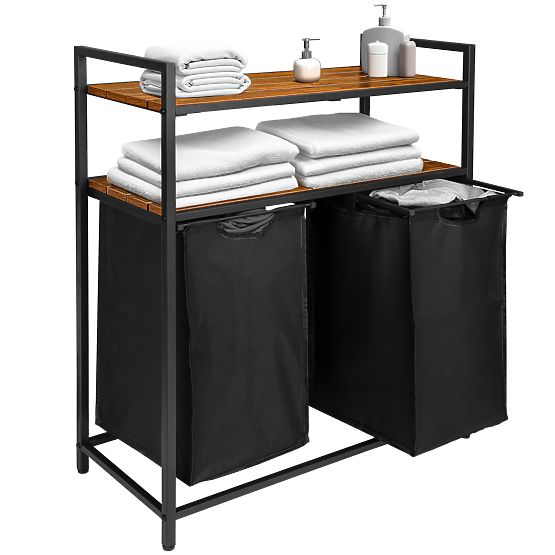 Coș de rufe cu rafturi 2 compartimente MIRUN