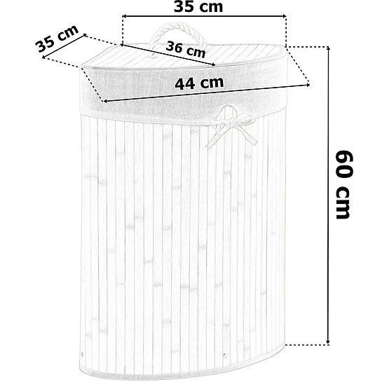 Coș de rufe de colț din bambus cu capac natural 60L