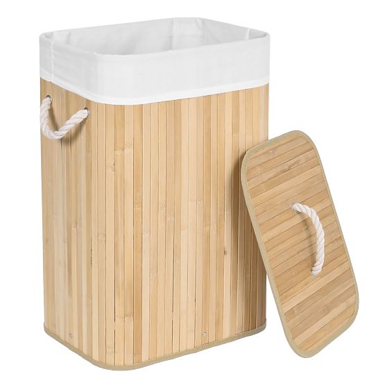 Coș de rufe din bambus cu 1 compartiment natural