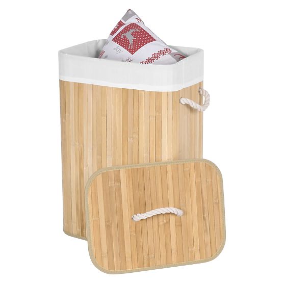 Coș de rufe din bambus cu 1 compartiment natural