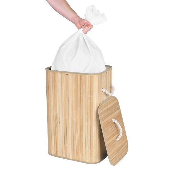 Coș de rufe din bambus cu 1 compartiment natural