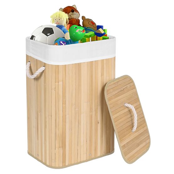 Coș de rufe din bambus cu 1 compartiment natural