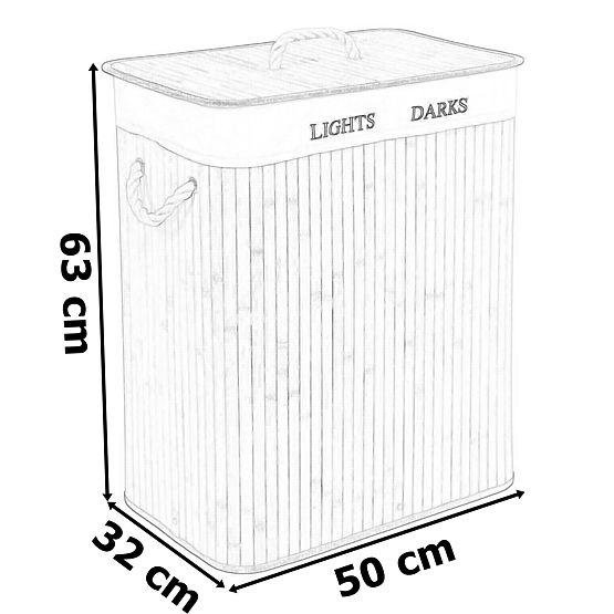 Coș de rufe din bambus cu 2 compartimente negru FSC