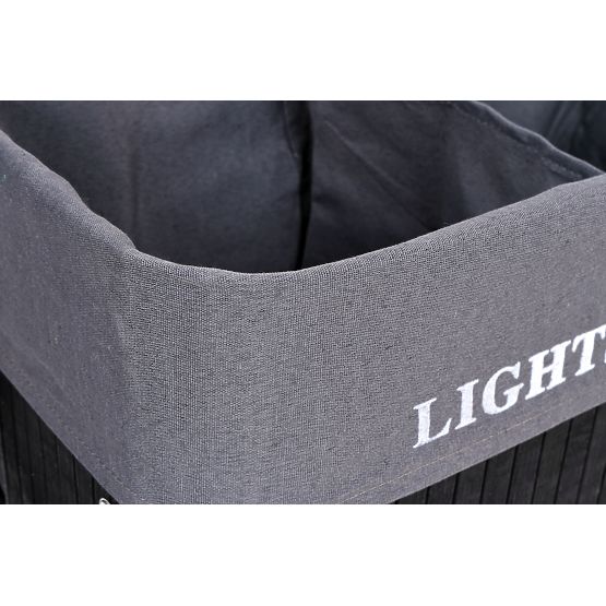 Coș de rufe din bambus cu 2 compartimente negru FSC