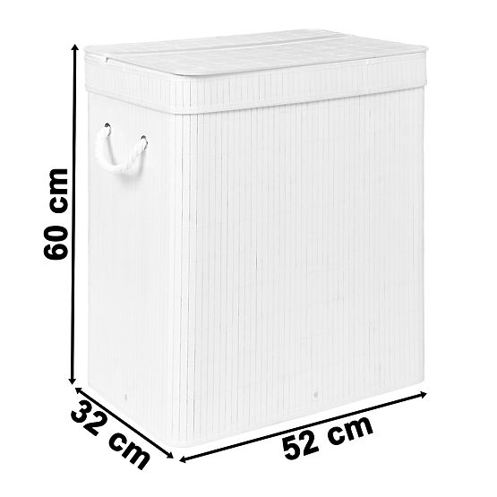 Coș de rufe din bambus cu capac 100L alb
