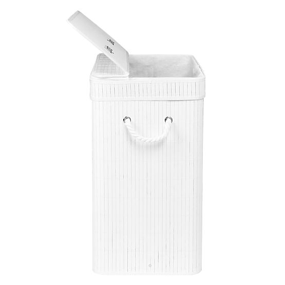 Coș de rufe din bambus cu capac 100L alb