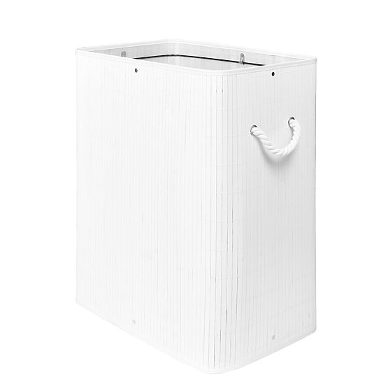 Coș de rufe din bambus cu capac 100L alb