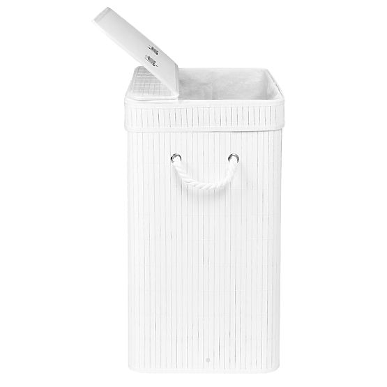 Coș de rufe din bambus cu capac 100L alb