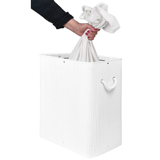 Coș de rufe din bambus cu capac 100L alb