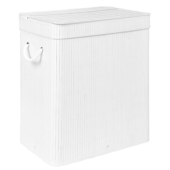 Coș de rufe din bambus cu capac 100L alb