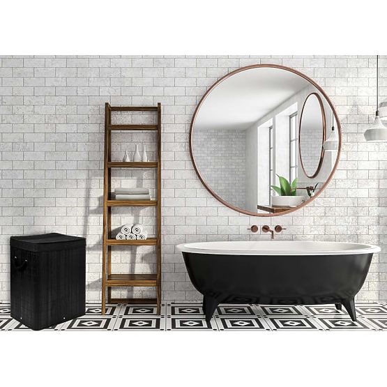 Coș de rufe din bambus cu capac 100L negru