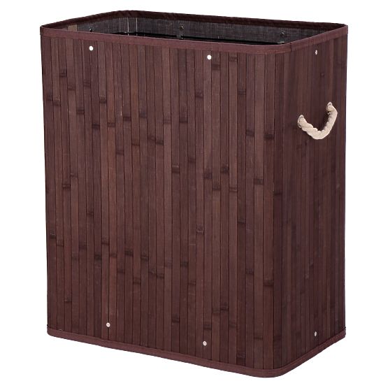 Coș de rufe din bambus cu capac 100L wenge