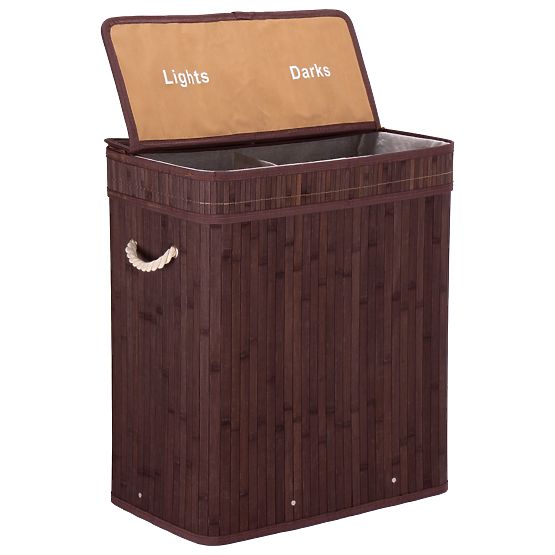 Coș de rufe din bambus cu capac 100L wenge