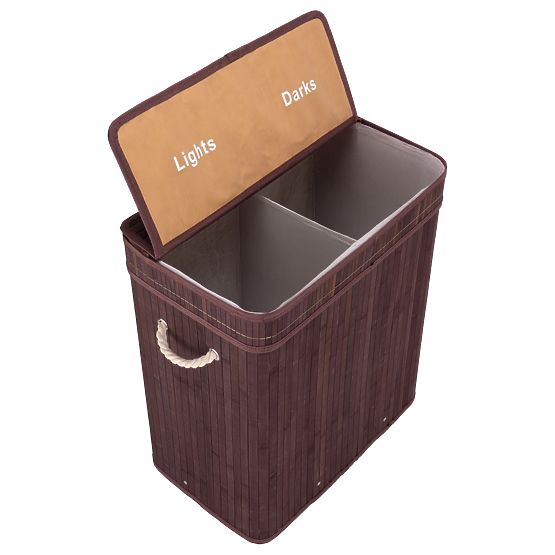 Coș de rufe din bambus cu capac 100L wenge