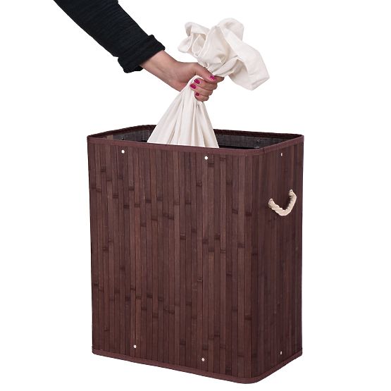 Coș de rufe din bambus cu capac 100L wenge