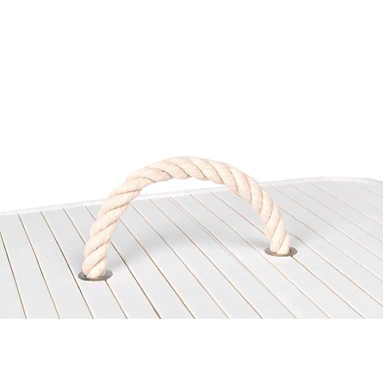 Coș de rufe din bambus cu capac 80L alb-gri