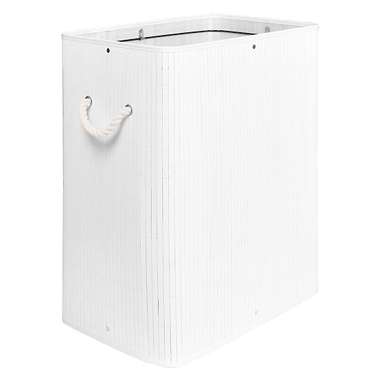 Coș de rufe din bambus cu capac SOREN 80L alb