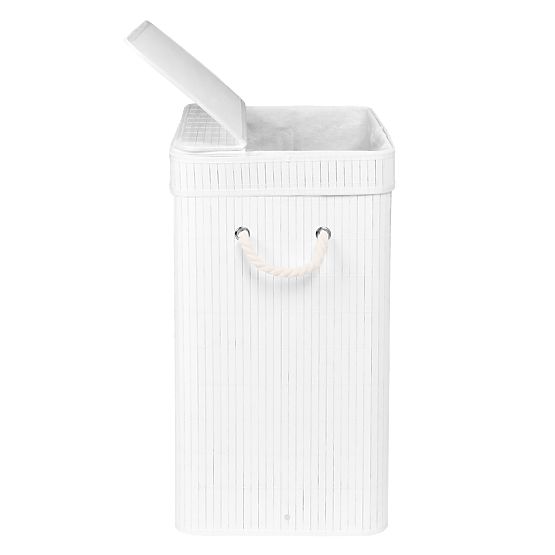 Coș de rufe din bambus cu capac SOREN 80L alb