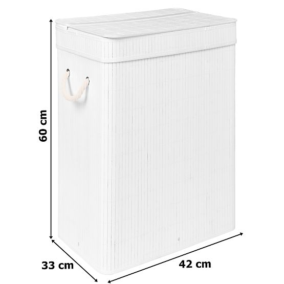 Coș de rufe din bambus cu capac SOREN 80L alb