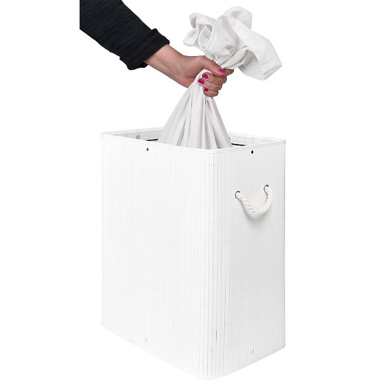 Coș de rufe din bambus cu capac SOREN 80L alb
