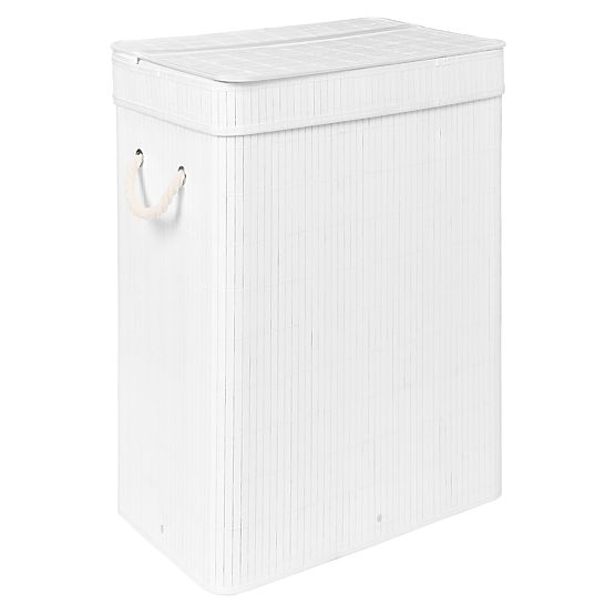 Coș de rufe din bambus cu capac SOREN 80L alb