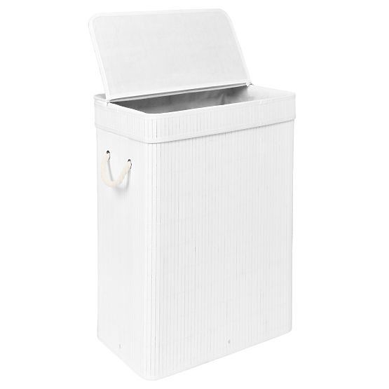 Coș de rufe din bambus cu capac SOREN 80L alb
