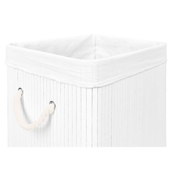 Coș de rufe din bambus cu capac SOREN 80L alb