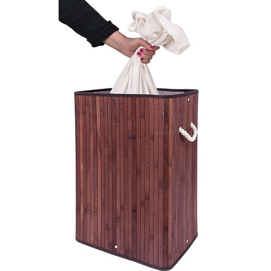 Coș de rufe din bambus cu capac SOREN 80L wenge