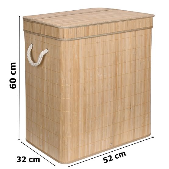 Coș de rufe din bambus Soren 2 compartimente natural