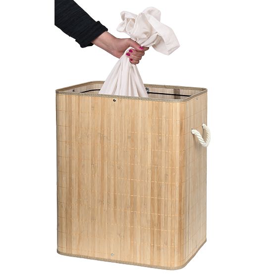 Coș de rufe din bambus Soren 2 compartimente natural