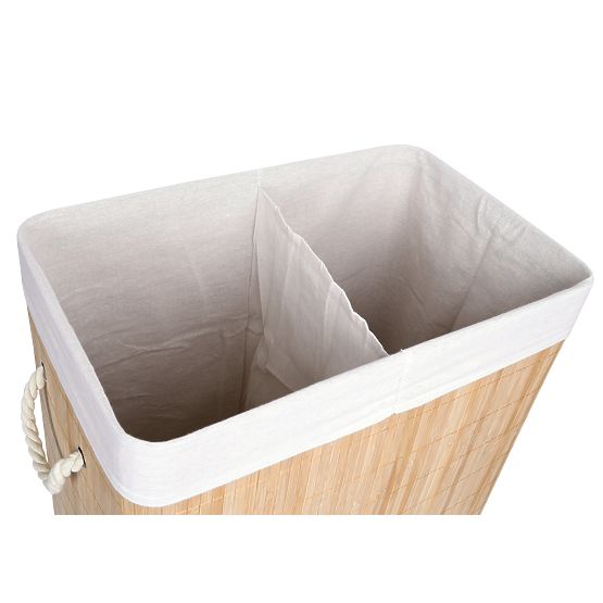 Coș de rufe din bambus Soren 2 compartimente natural