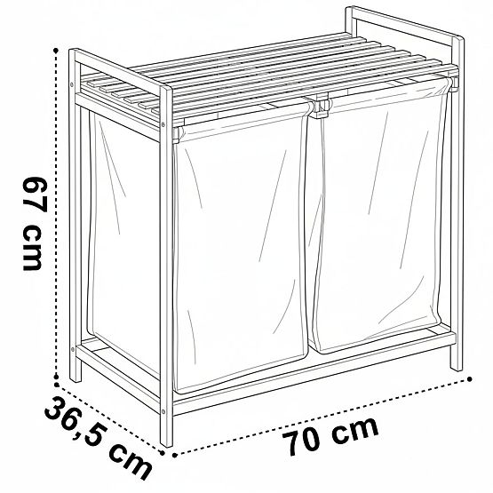 Coș de rufe sau jucării din bambus HANOI cu 2 compartimente