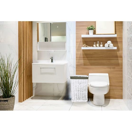 Coș din răchită 40x30x60 cm - 72L - alb-gri