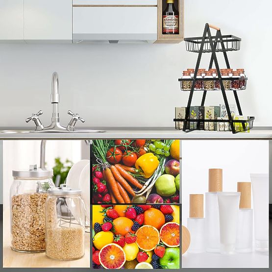 Coș pentru fructe PULOS 3 niveluri negru