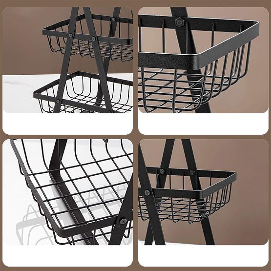 Coș pentru fructe PULOS 3 niveluri negru