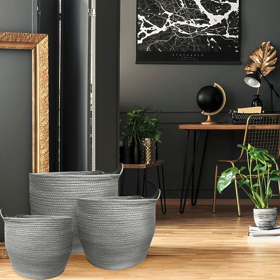 Coșuri Naturale BOHO - set de 3 bucăți