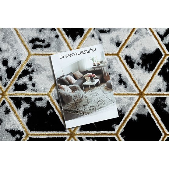 Covor ALLURE 1966 Cub 3D - Structural, stilat, glamour negru / auriu