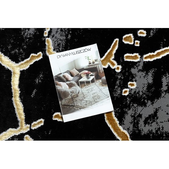 Covor ALLURE 1967 Marmură - Structural, stilat, glamour negru / auriu
