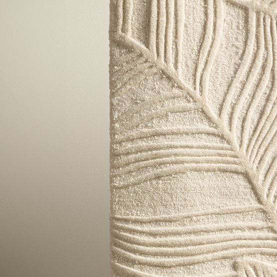 Covor dreptunghiular Mona tuftat, lână, crem, frunze, Dimensiune covor: 190x290