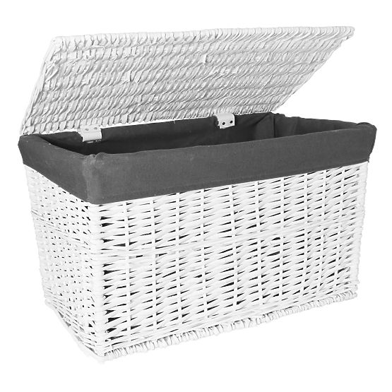 Cufăr din răchită 65L 56x34x34 cm alb-gri