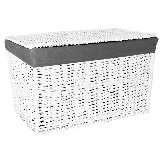 Cufăr din răchită 65L 56x34x34 cm alb-gri