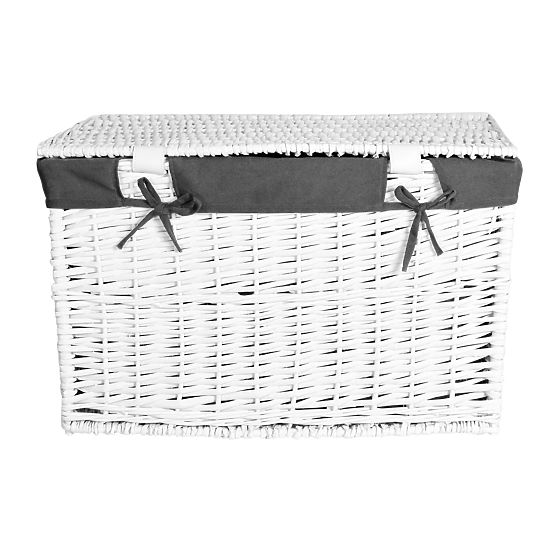 Cufăr din răchită 65L 56x34x34 cm alb-gri