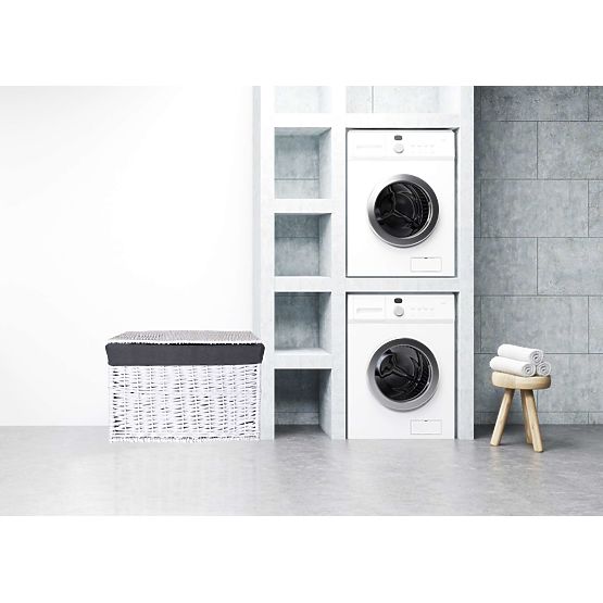 Cufăr din răchită 76x46x46 cm - 160L - alb-gri